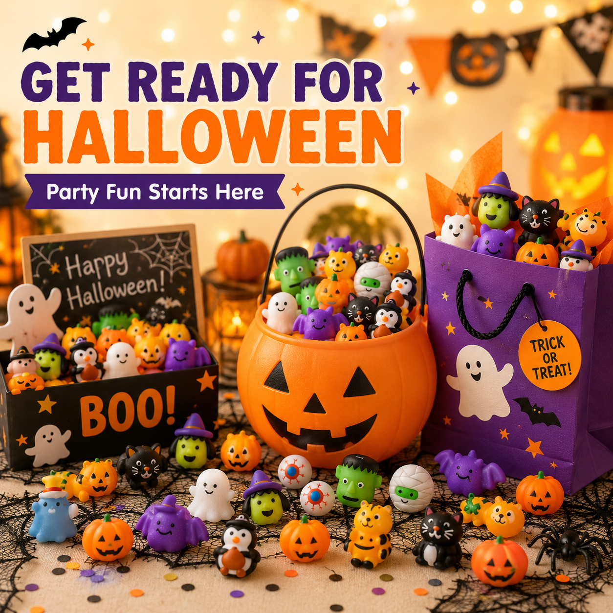 🎃 Halloween Mochi Squishy Toys – Cute Sensory Party Favors & Goodie Bag Fillers
