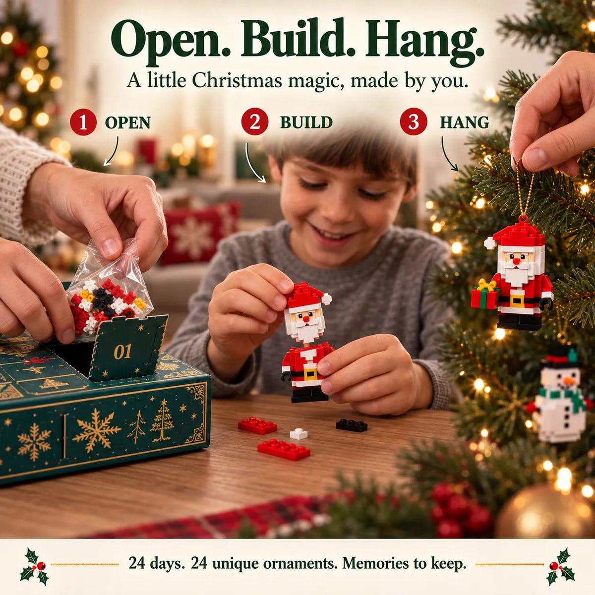 ⏳ Last Day 50% OFF – 🎄24-Day Mini Christmas Brick Ornament Advent Calendar