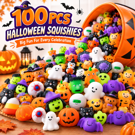 🎃  Halloween Mochi Squishy Toys – Cute Sensory Party Favors & Goodie Bag Fillers