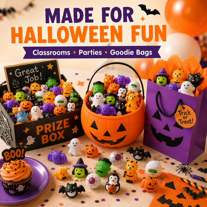 🎃  Halloween Mochi Squishy Toys – Cute Sensory Party Favors & Goodie Bag Fillers