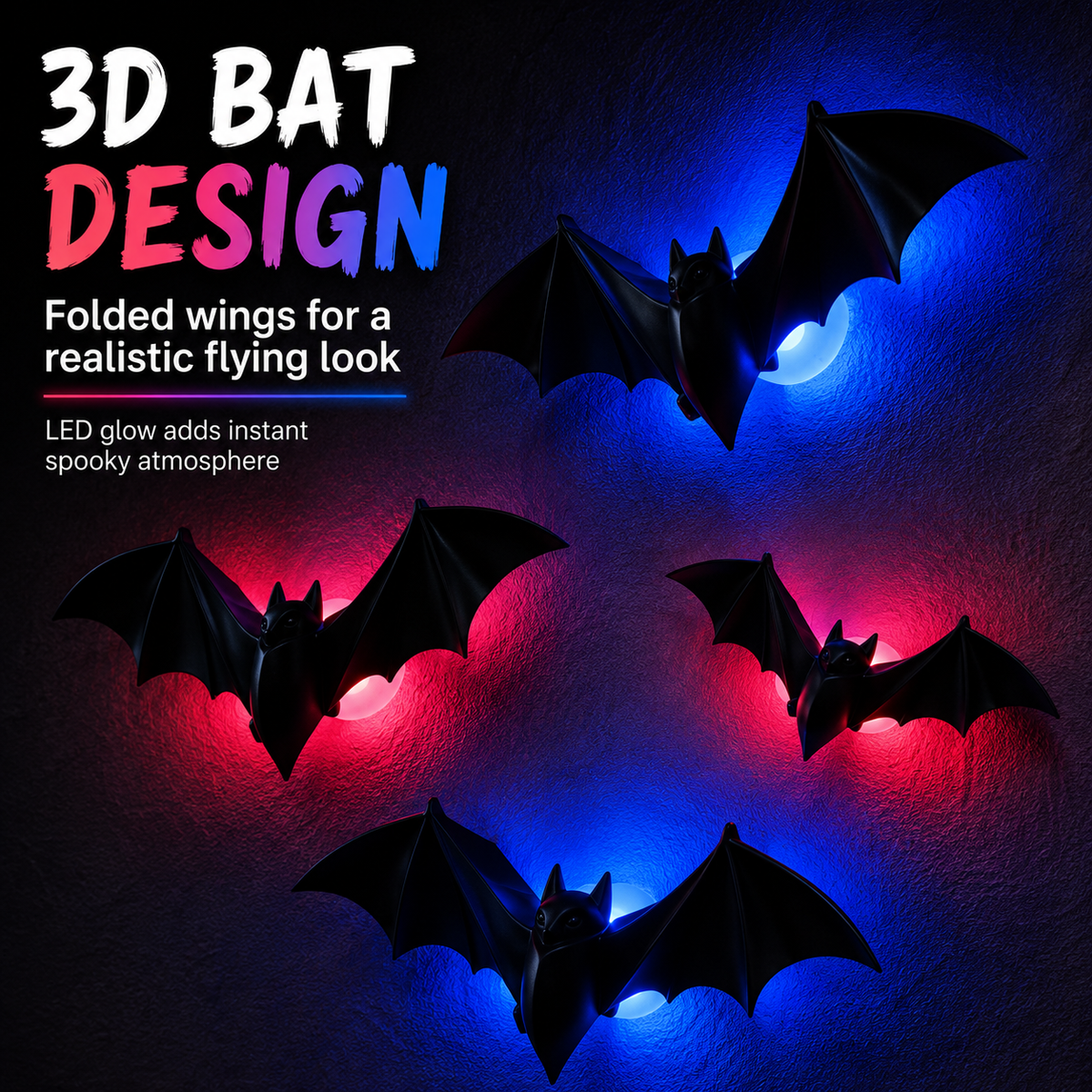 🦇Halloween 3D Bat LED Wall Light Decor🎃💡