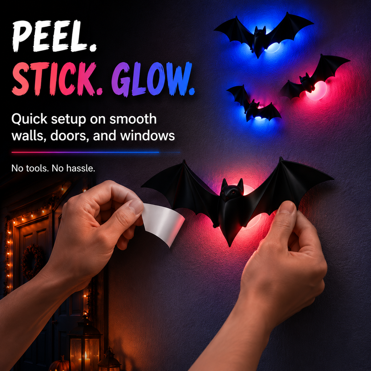 🦇Halloween 3D Bat LED Wall Light Decor🎃💡