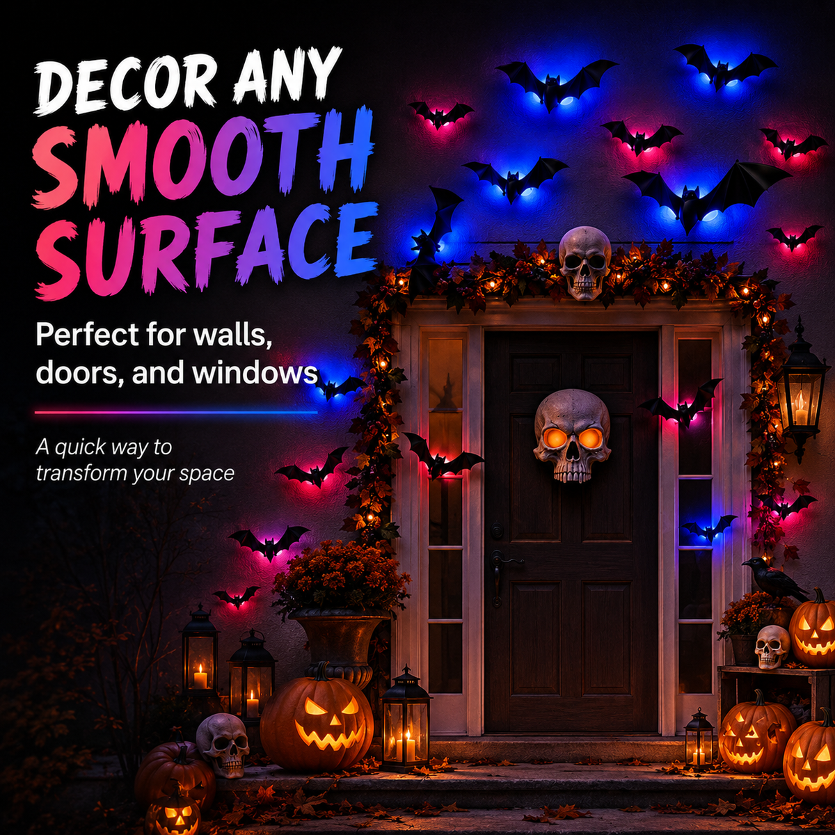 🦇Halloween 3D Bat LED Wall Light Decor🎃💡