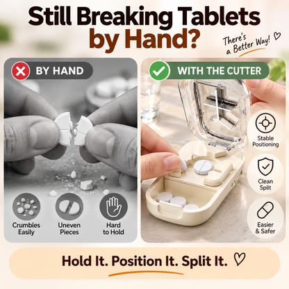 💊 3-Way Adjustable Pill Cutter & Organizer – Split Tablets into 1/2, 1/3 or 1/4
