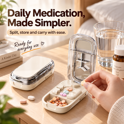 💊 3-Way Adjustable Pill Cutter & Organizer – Split Tablets into 1/2, 1/3 or 1/4