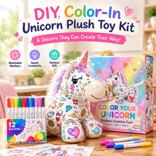DIY Color-In Unicorn Plush Toy Kit