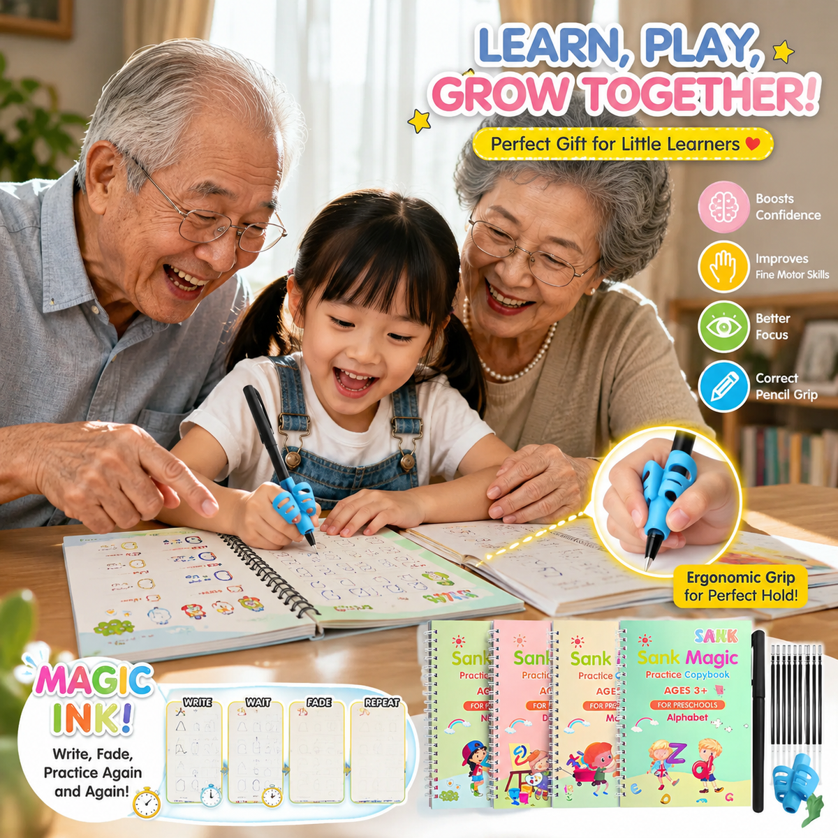 📚MagicBook | Kids Practice Copybook Set (4Pcs/Set)