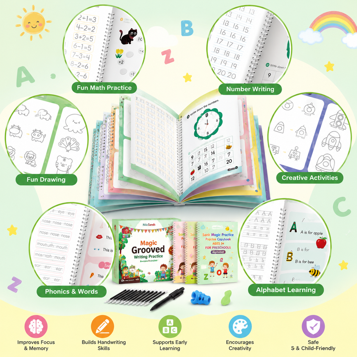 📚MagicBook | Kids Practice Copybook Set (4Pcs/Set)