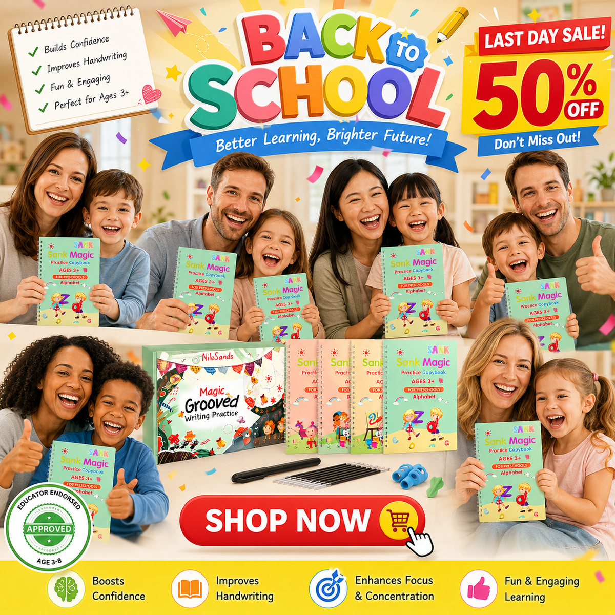 📚MagicBook | Kids Practice Copybook Set (4Pcs/Set)