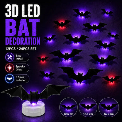 🦇Halloween 3D Bat LED Wall Light Decor🎃💡