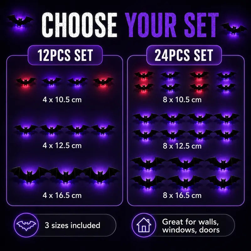 🦇Halloween 3D Bat LED Wall Light Decor🎃💡