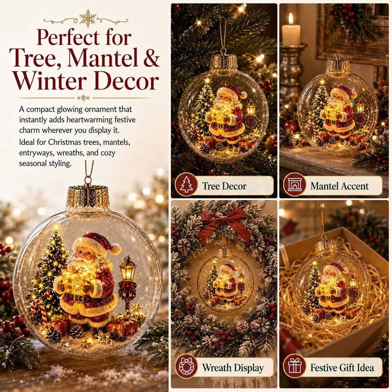 🎄Glowing Christmas Diorama Ornament 👼
